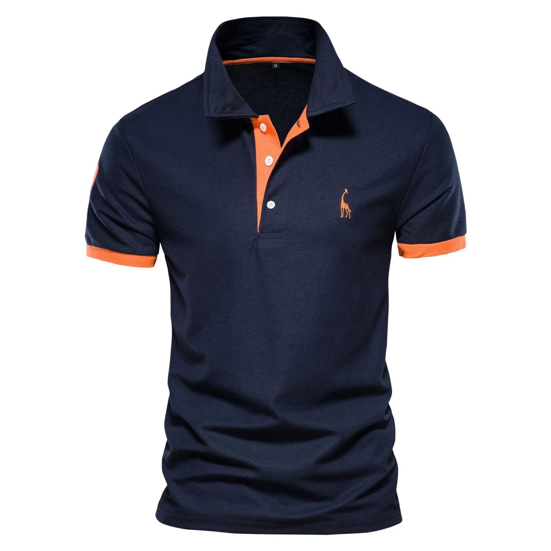 Men's slim fit short sleeve t-shirt featuring a deer embroidery design on the chest.