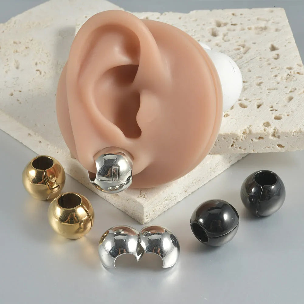 Stainless steel hollow geometric skull Buddha earrings for auricle piercing in electroplated colours