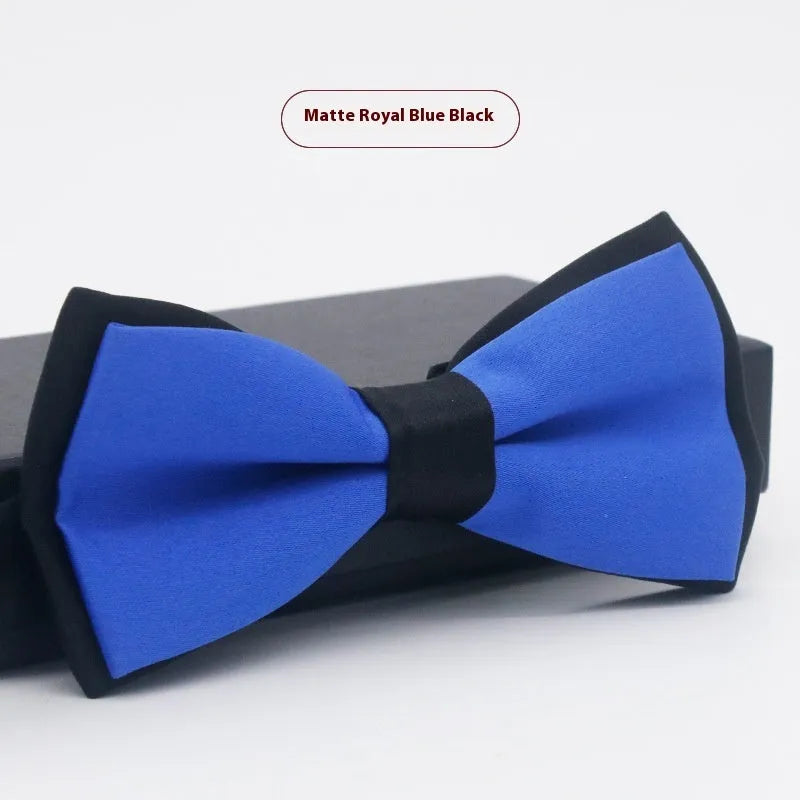 Men's solid colour formal bow tie in flat head style showing 12x6cm dimensions