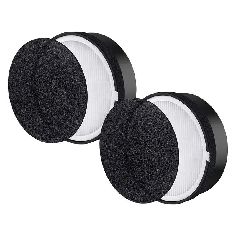Levoit LV-H132 air purifier replacement filter and washable pre-filter cotton, shown with dimensions.