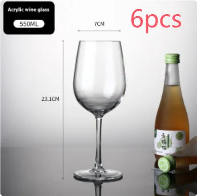 Clear acrylic wine glass with modern design showing 300ml and 550ml capacity options