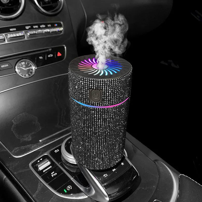 Compact car-mounted air purifier humidifier with USB cable in choice of seven colours