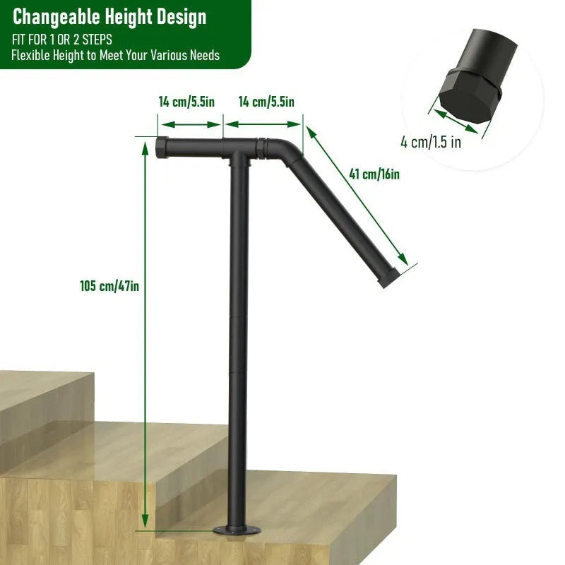 Black metal ladder support with American minimalist design for staircase construction