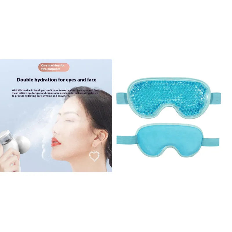 White portable rechargeable eye massager device with hot compress function and included eye mask