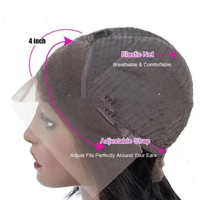 Real human hair lace front wig with 4x4 lace frontal shown in a long length style.