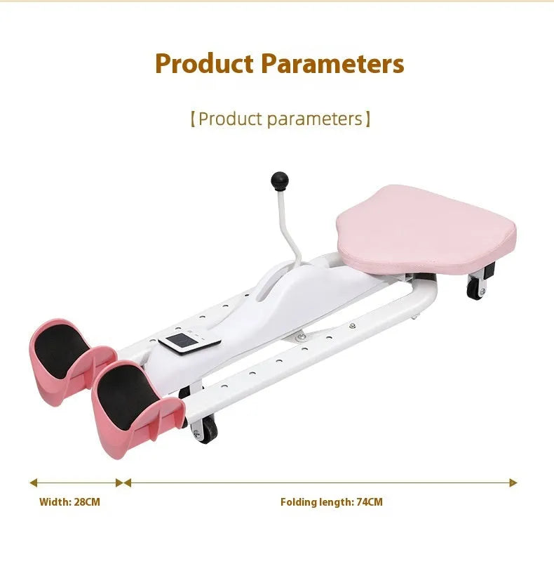 Pink horse leg opener stretching equipment with steel frame for dance and fitness flexibility training
