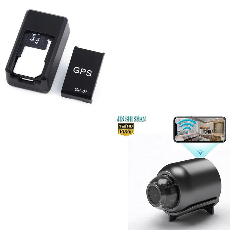 Black mini magnetic GPS car tracker device with compact rectangular design for vehicle attachment