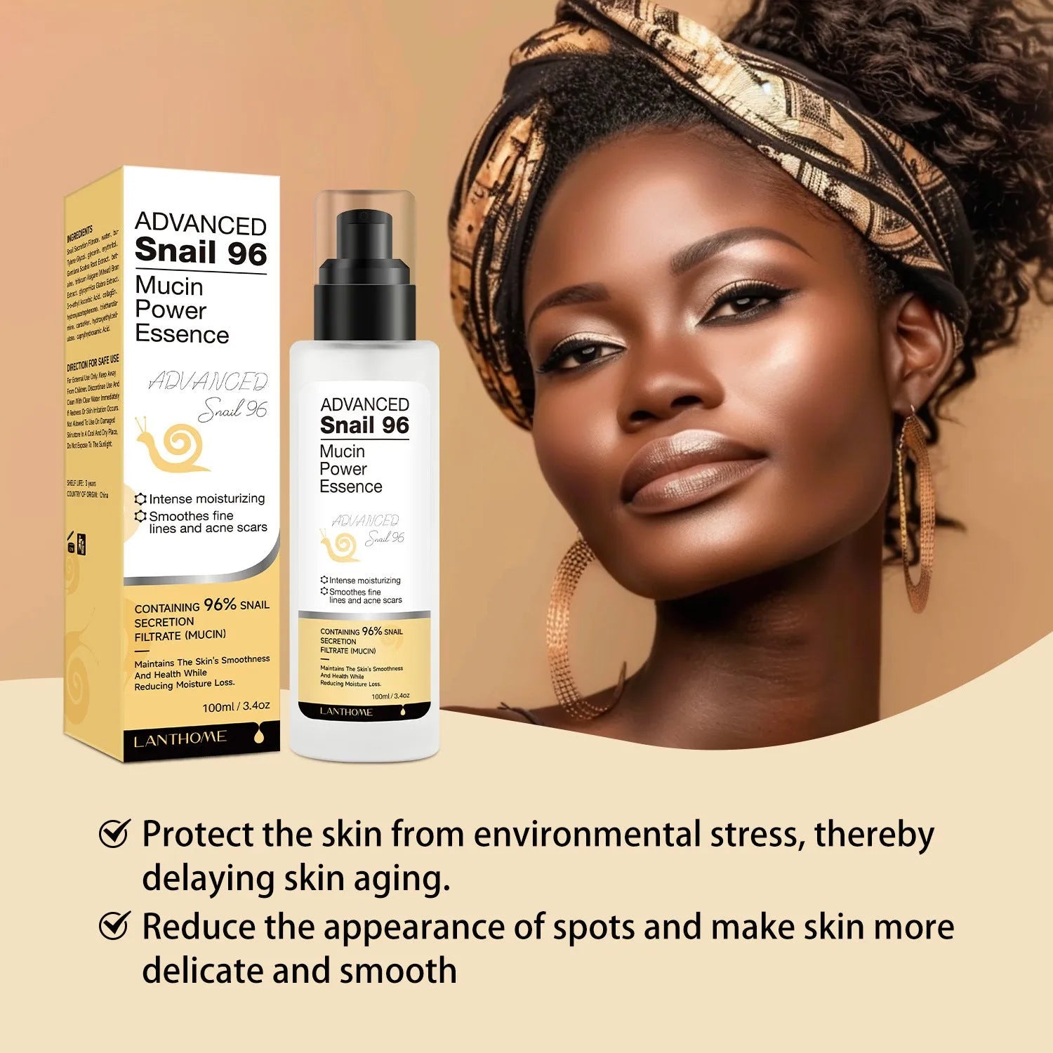 Snail Snail Serum 100ml moisturising facial essence bottle for home skincare routines