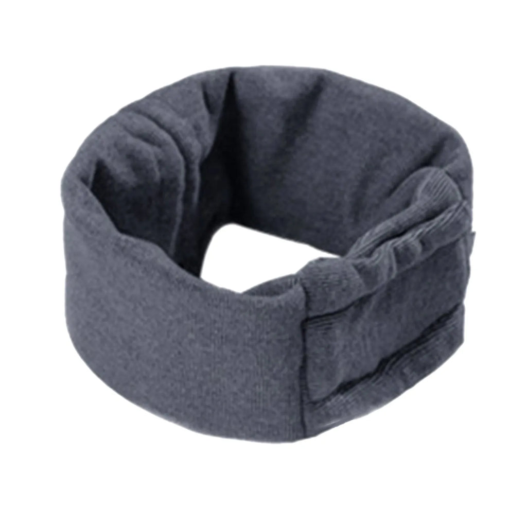 Black dog calming hoodie with ear wraps and closure, shown on a dog model
