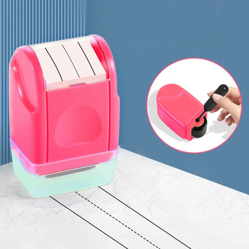 Plastic English line roller seal in seven colour options for educational stamping