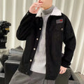 Men's corduroy workwear jacket in loose-fit design with size stick pockets, shown in khaki colour option