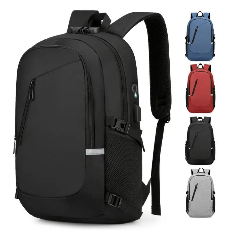 Oxford cloth computer backpack in blue colour with 20-35L capacity showing street trend style
