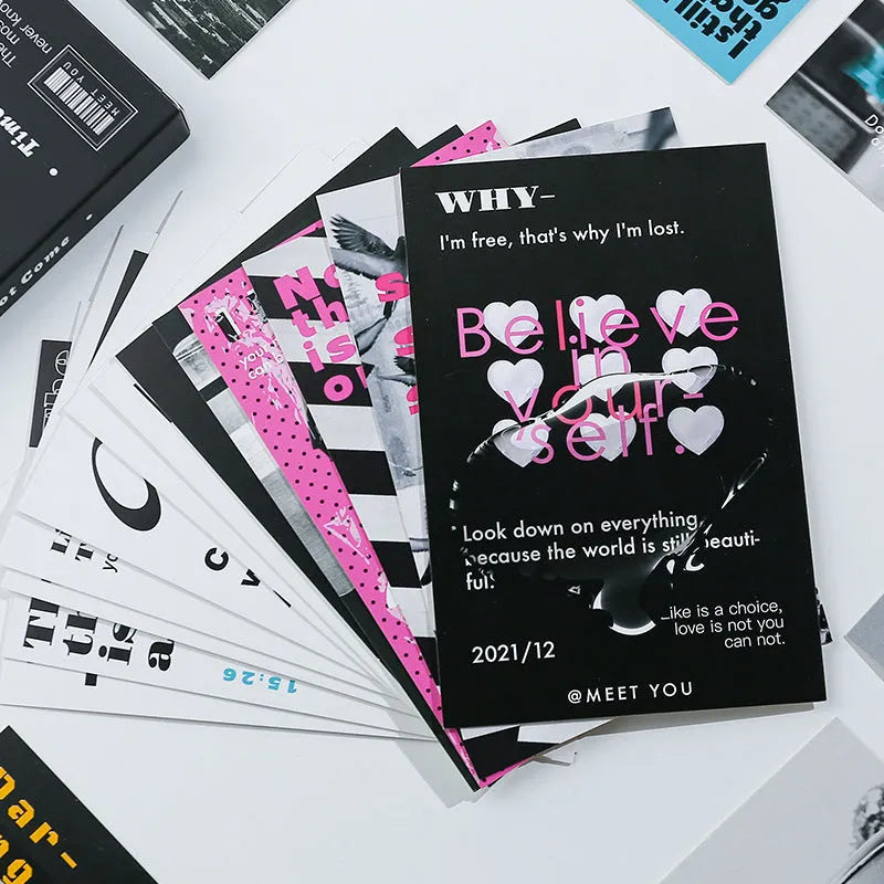 Two different themed postcard designs in fresh printed style for greeting messages