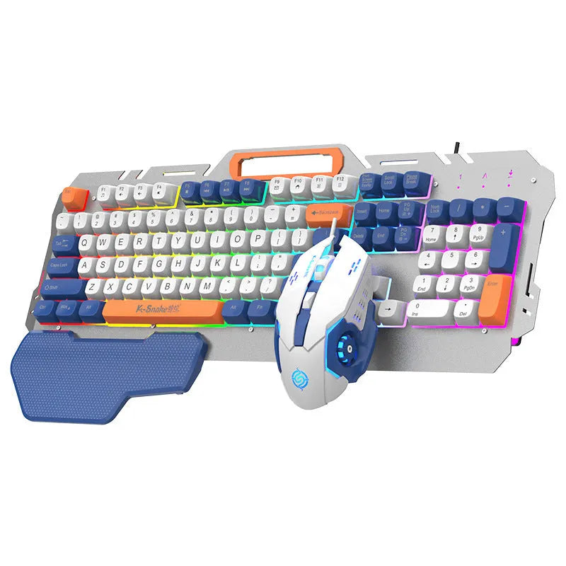 Blue wired gaming keyboard and mouse combo with backlit keys and 1.5 metre USB cable