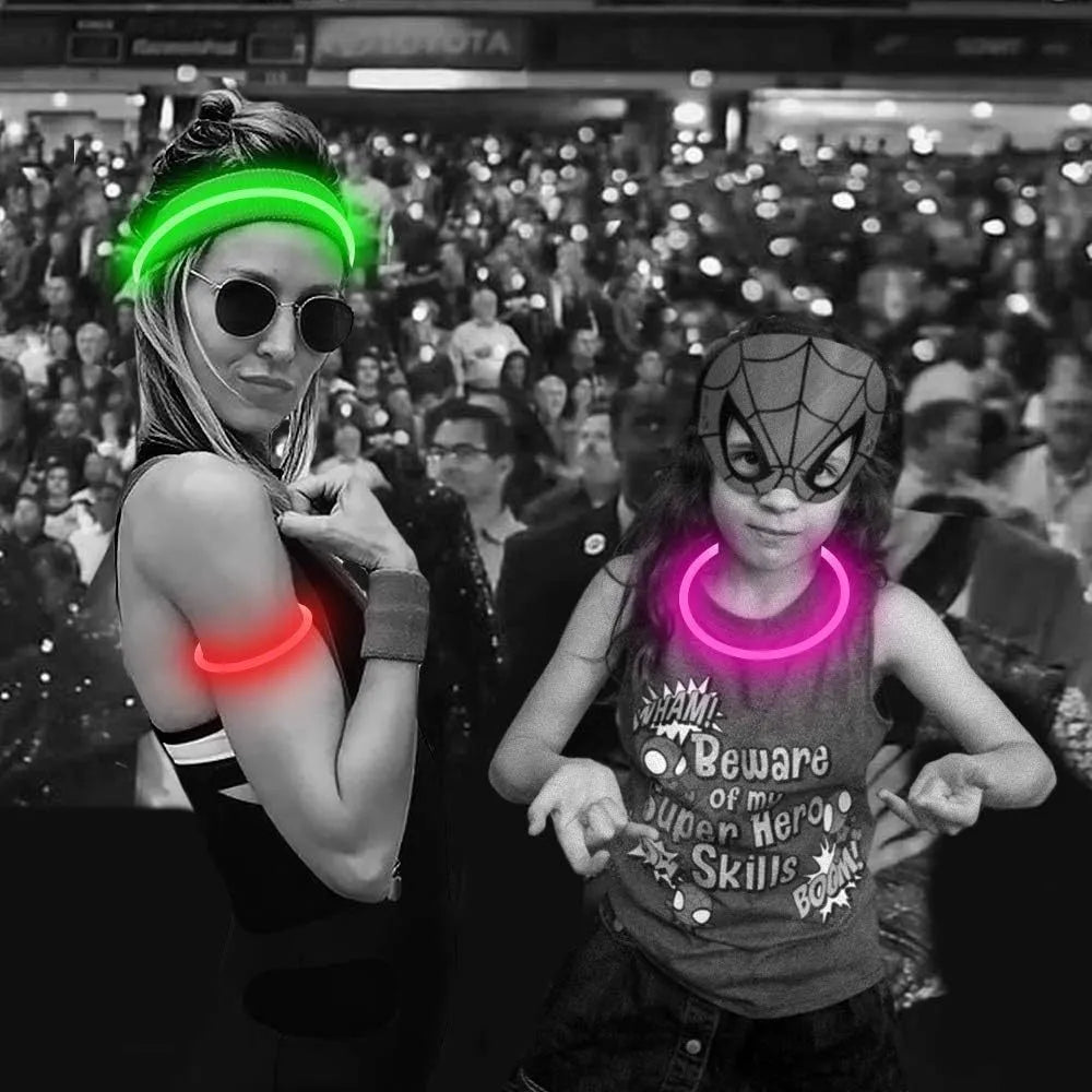 USB rechargeable LED dog collar glowing in dark with adjustable strap