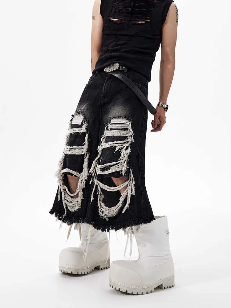 Black women's wide-leg cropped jeans with mid-high waist and micro-elastic cotton fabric