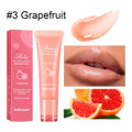 Women's lip gloss in berry, grape, grapefruit and yellow peach flavours with natural finish