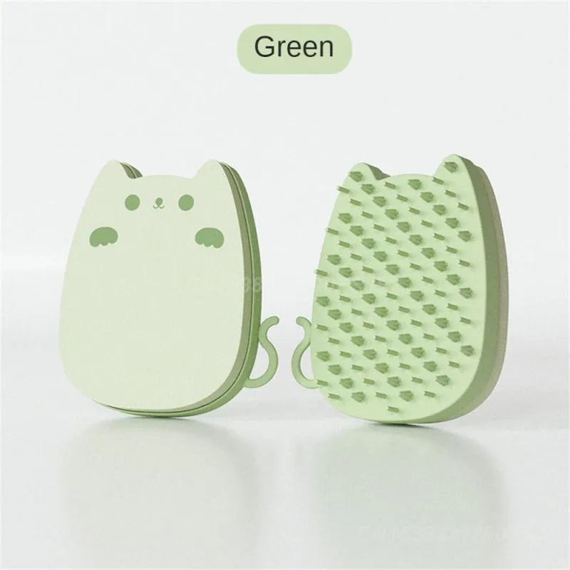 Brown blue green sponge silicone pet grooming comb for cats and dogs with dual teeth design
