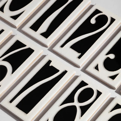 Handmade retro ceramic doorplate with enamel art number, measuring 76mm by 152mm.
