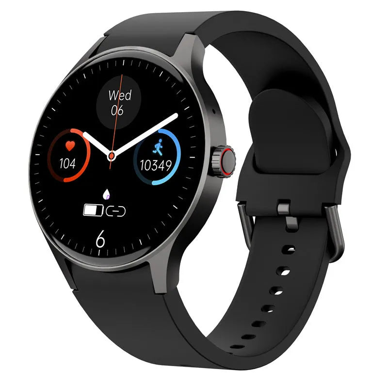 Men's and women's smart Bluetooth sport watch with round touch screen on wrist