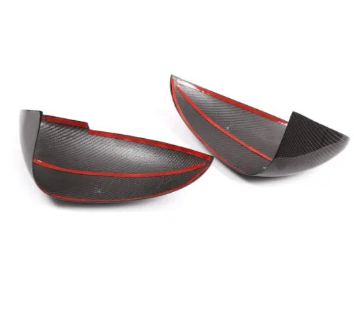 Pair of black true carbon fibre rearview mirror covers for Porsche Macan