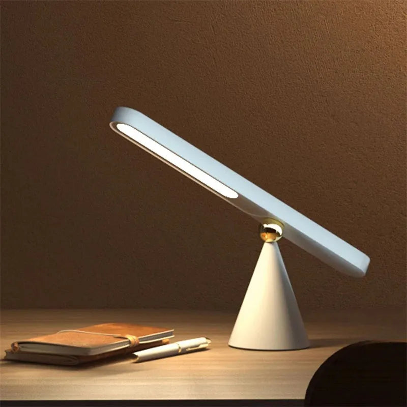 Geometric wireless table lamp with magnetic base in khaki colour