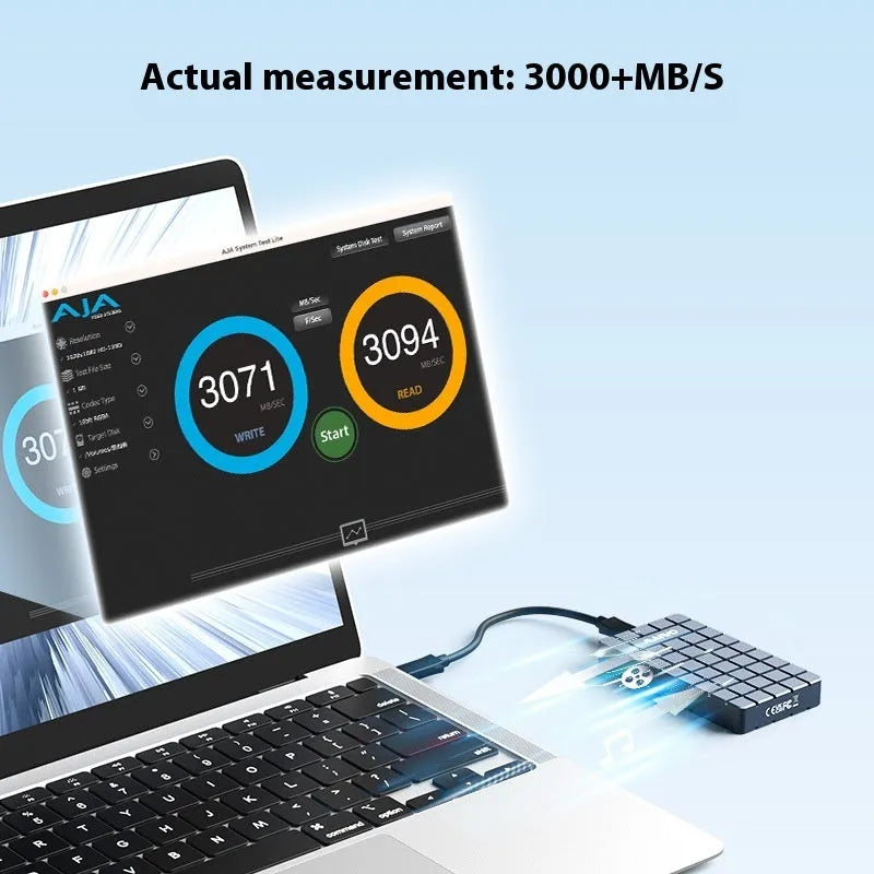 Silver USB4 M.2 NVMe hard drive enclosure showing compact aluminium design