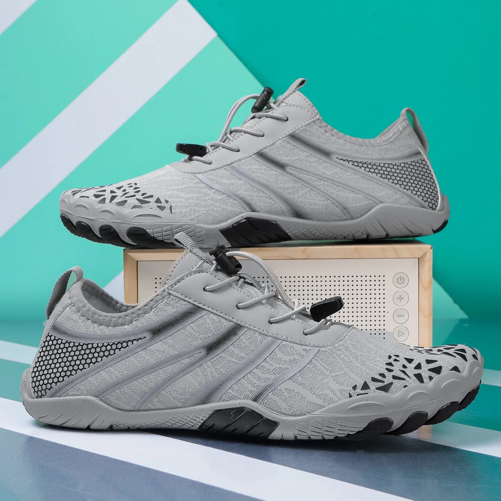 Casual beach running shoes with Lycra stretch fabric upper in multiple colour options