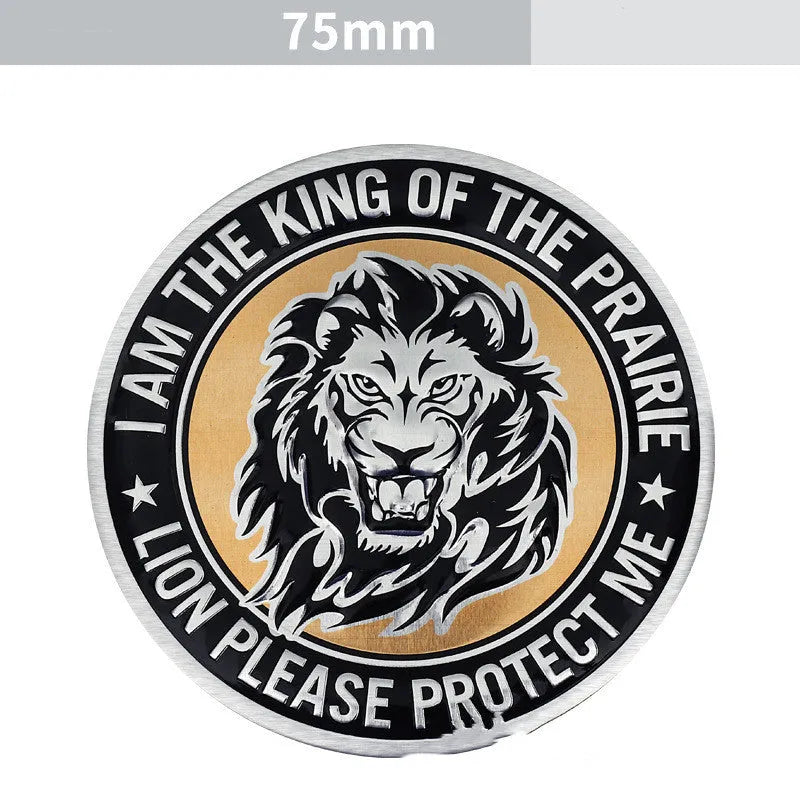 Aluminium car body decorative sticker showing animal emblem designs for vehicle exterior customisation