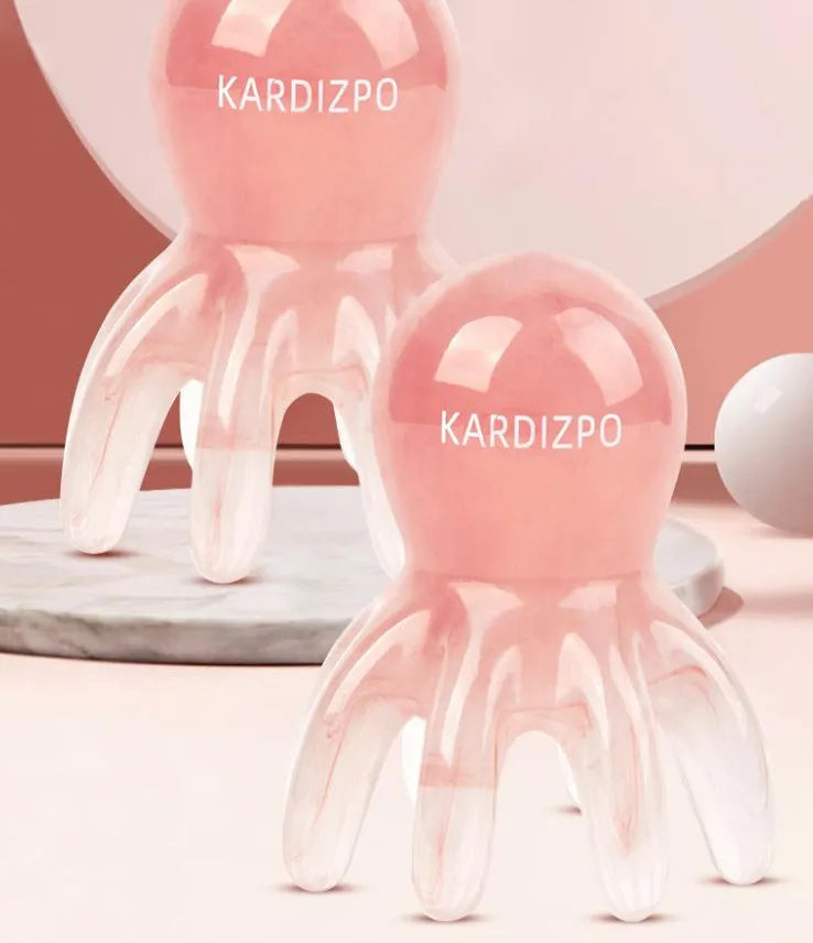 Pink octopus-shaped natural resin massage comb for facial periocular meridian acupressure