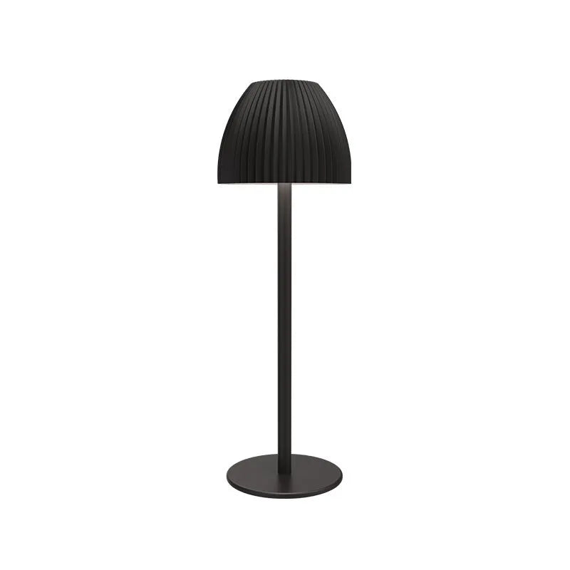 Ins pattern dimming small night lamp with thin round base in black or white colour.