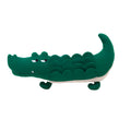 Green plush toy dog measuring 35cm long by 18cm high for interactive pet play