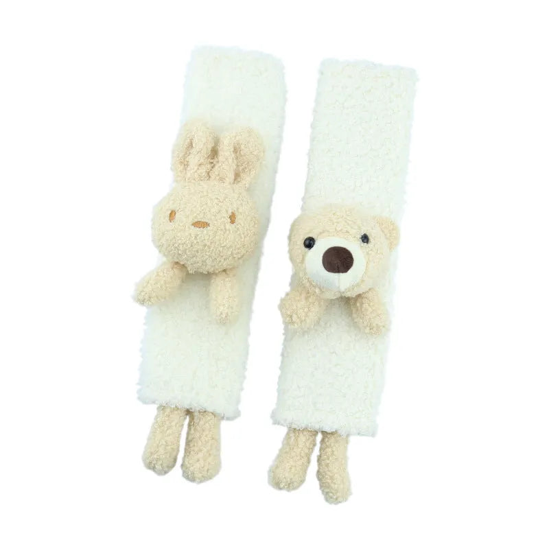 Cartoon rabbit and bear design lamb wool car seatbelt shoulder protector for passenger comfort