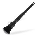 Black car detailing brush with super soft pig hair bristles shown in large and small sizes.