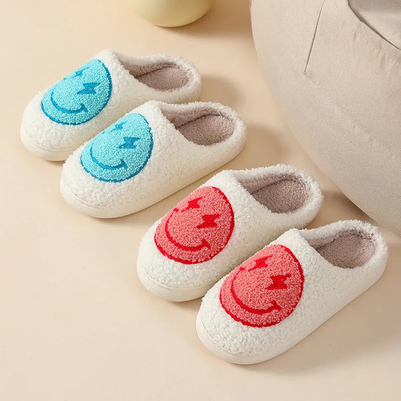 Women's plush slippers with cartoon love patterns and PVC non-slip soles