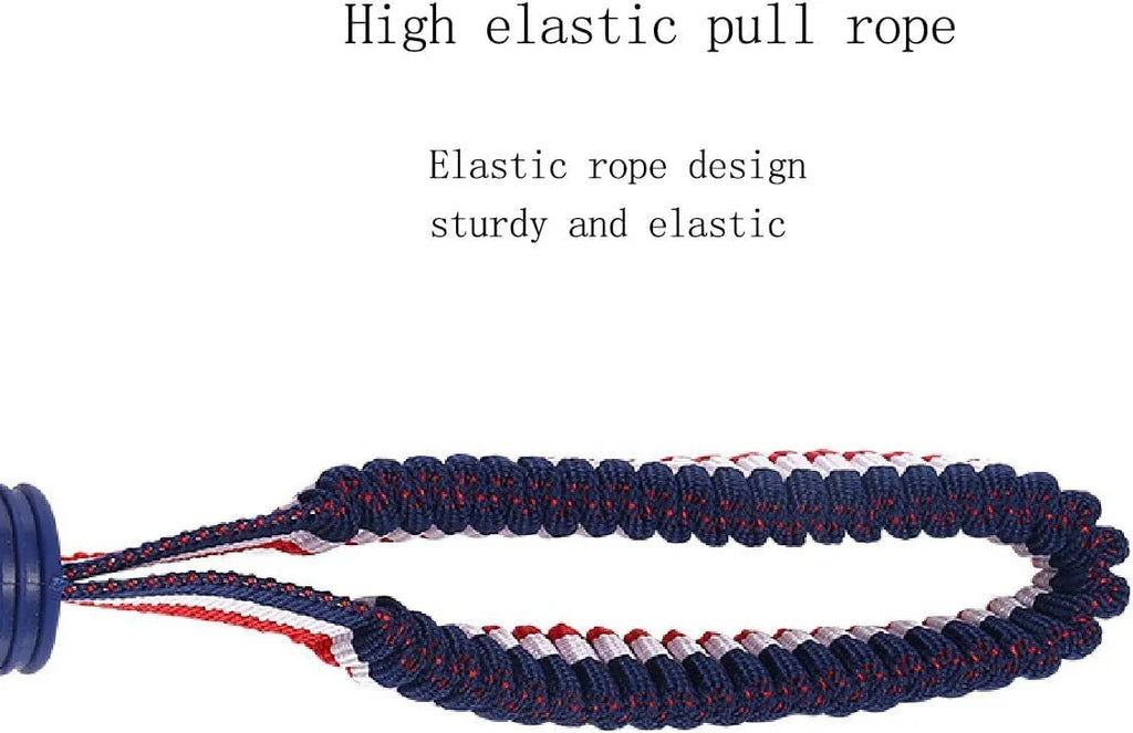 Blue dog ball with rope toy showing textured surface and 29cm length