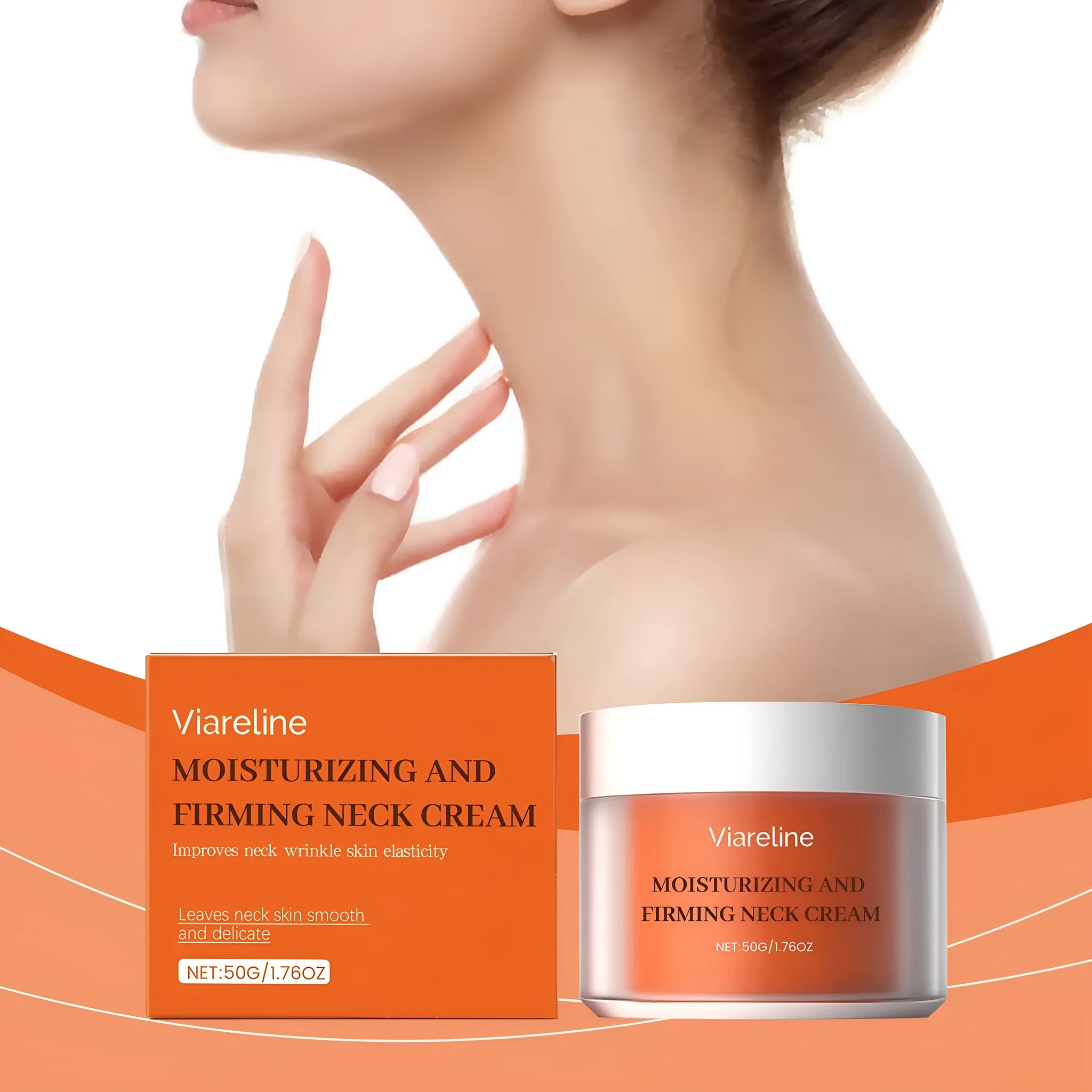 Moisturising neck cream in 6.3cm packaging for daily neck contour care