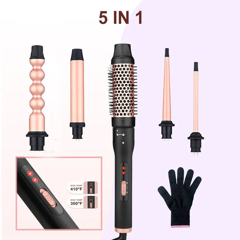 Three-tube water wave hair curler with dual curling and straightening functions on wired AC power