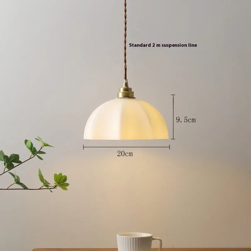 Chinese style copper glass indoor droplight pendant light for bedside and study