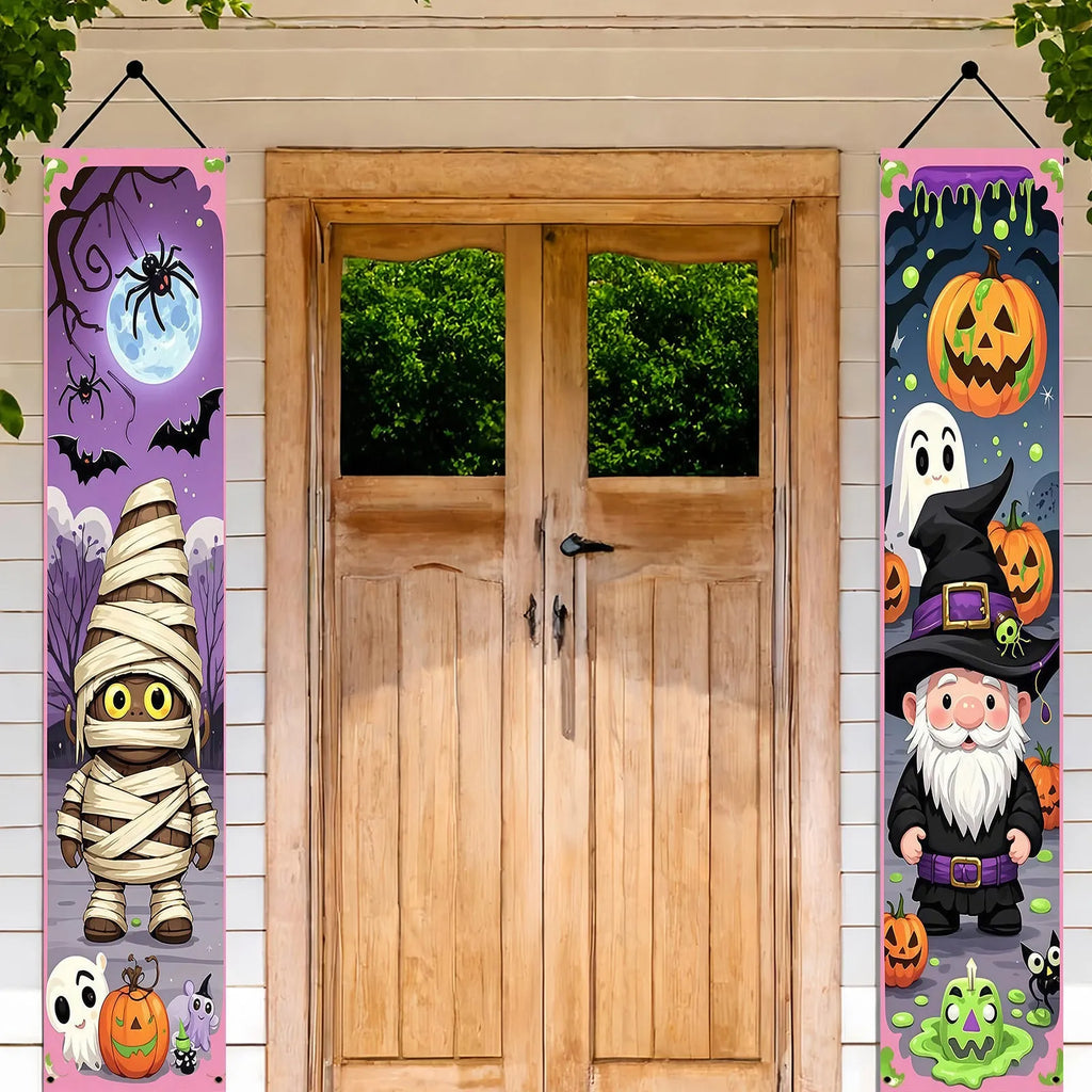 Halloween couplet banner decorations measuring 30x180cm made from polyester fabric