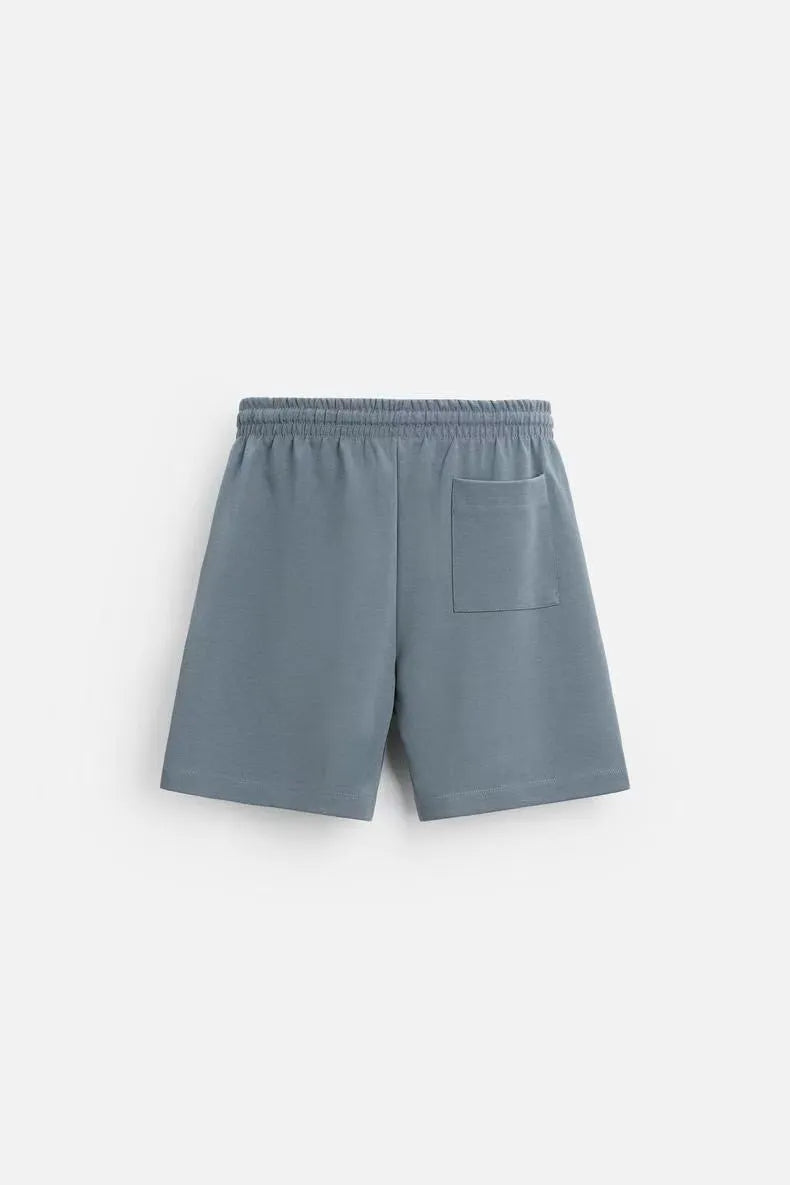 Men's double-sided texture short sleeve and shorts set in polyester fabric with loose fit