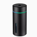 Black portable car humidifier and essential oil diffuser with aluminium construction and USB cable