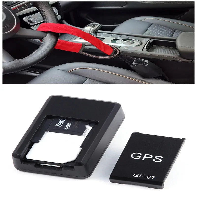 Black mini magnetic GPS car tracker device with compact rectangular design for vehicle attachment