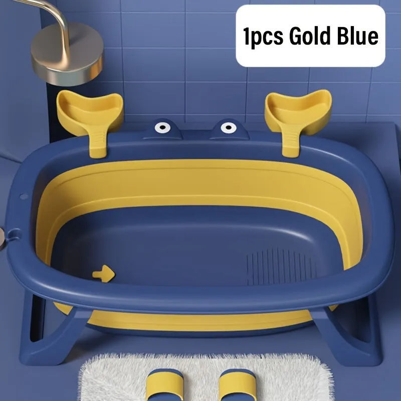 Blue foldable portable pet bathing tub for small dogs and cats