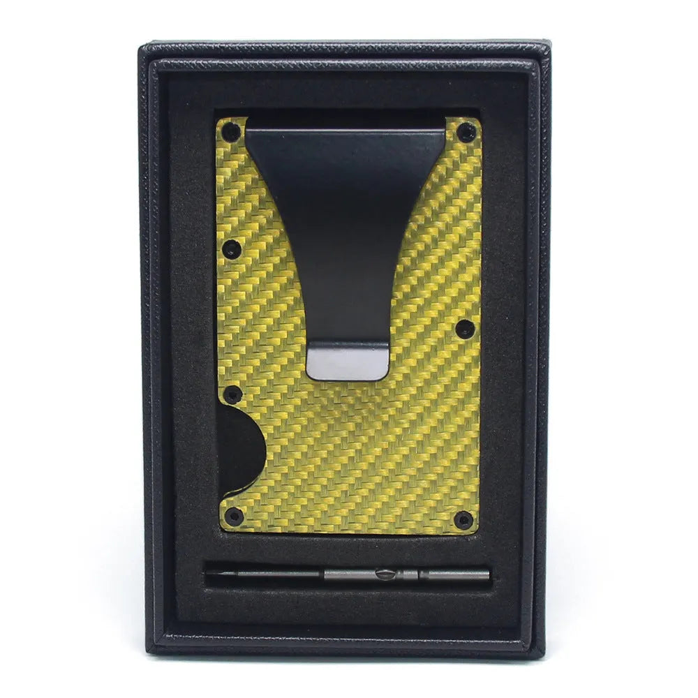 Carbon fibre card holder wallet with geometric design in multiple finish options