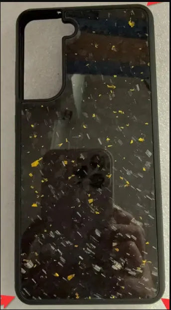 Samsung Galaxy phone case in forged finish colours including red, gold, purple, blue, grain and 3K Twill