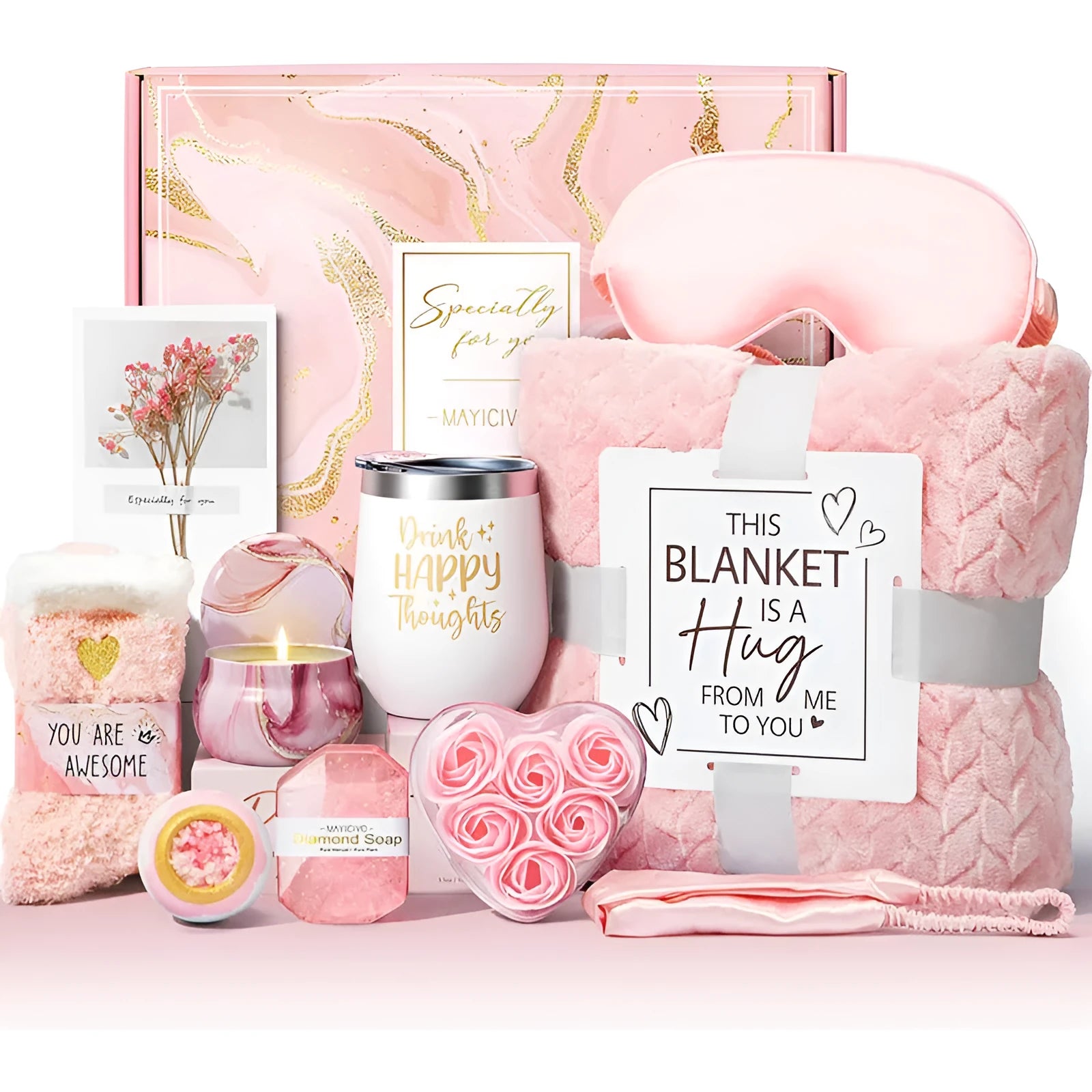 Aromatherapy candle soap bath gift set in modern simple style plastic packaging measuring 27x23x13cm