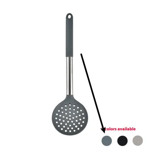 Silicone kitchen utensil set with 12 pieces including spatula, turner, ladel, and food clip in rotating storage bucket
