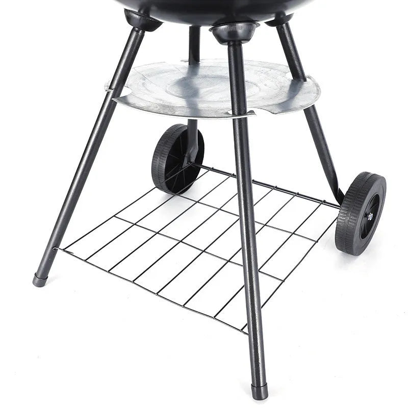 Portable iron barbecue oven with 14-inch cooking surface for outdoor use