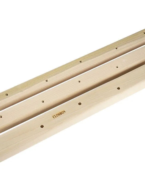 Three wooden grip training finger boards in different sizes for pull-up and climbing strength workouts